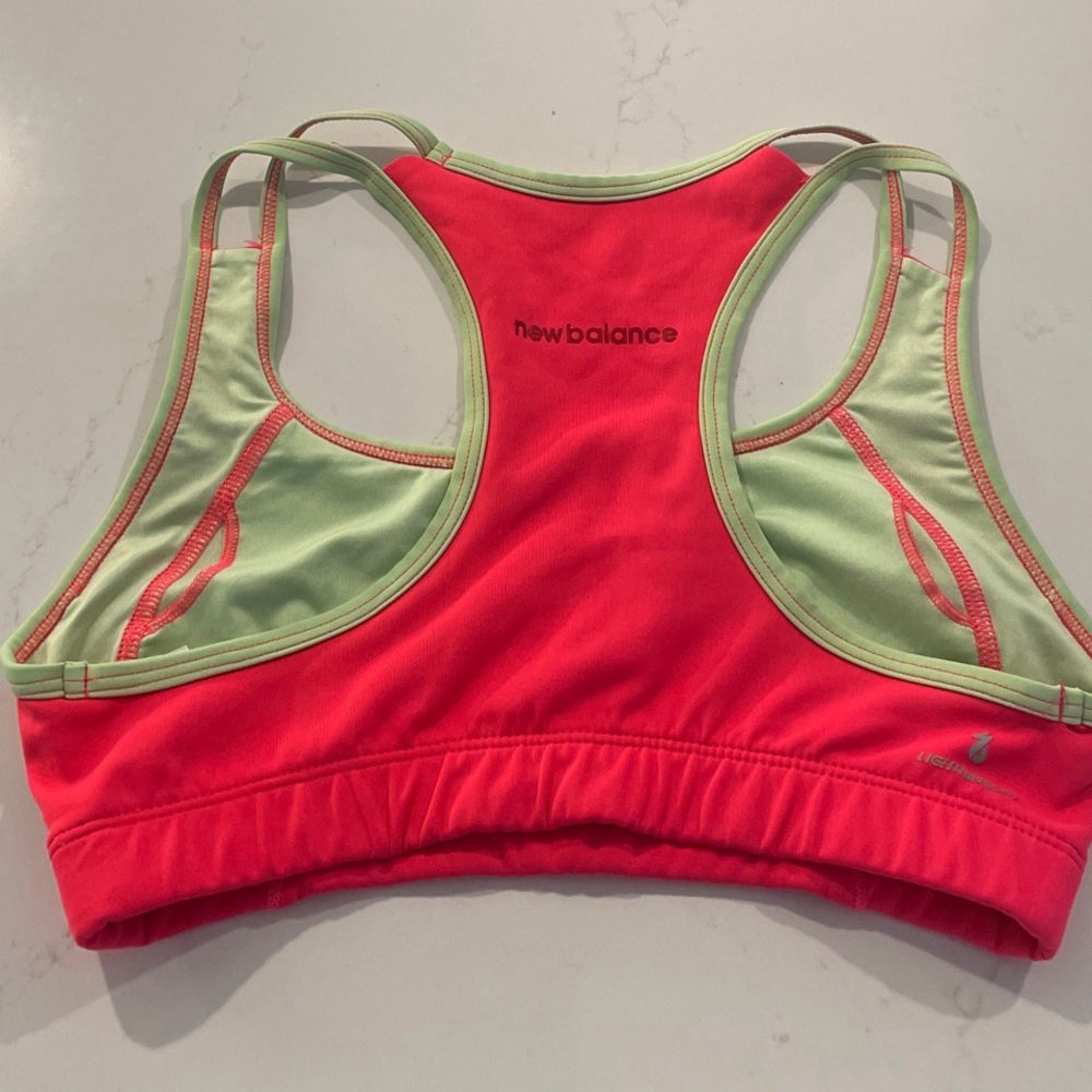 New Balance Neon Coral and Green Sports Bra Small - Picture 3 of 3